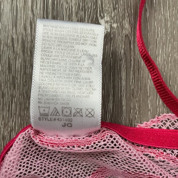 Vintage DKNY Lace Crop Cami Bralette Top Y2K Pink Medium - Picture 6 of 8